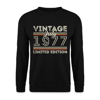 Juillet 1977 Juillet Cadeau d’anniversaire Juillet 1977 - Sweat-shirt Unisexe - noir - Devant - Alina (178cm) & Michal (187cm)