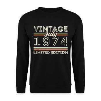 Juillet 1974 Juillet Cadeau d’anniversaire Juillet 1974 - Sweat-shirt Unisexe - noir - Devant - Alina (178cm) & Michal (187cm)