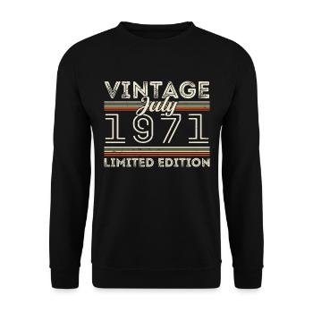 Juillet 1971 Juillet Cadeau d’anniversaire Juillet 1971 - Sweat-shirt Unisexe - noir - Devant - Alina (178cm) & Michal (187cm)