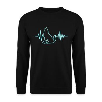 WOLF HEARTBEAT T-SHIRT IDÉE CADEAU ANIMAL RIEN - Sweat-shirt Unisexe - noir - Devant - Alina (178cm) & Michal (187cm)