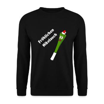 Fröhlichen Nikolauch - Unisex Pullover - Schwarz - Vorne - Alina (178cm) & Michal (187cm)