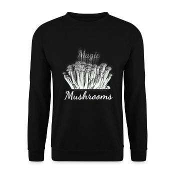 Magische Pilze - Unisex Pullover - Schwarz - Vorne - Alina (178cm) & Michal (187cm)