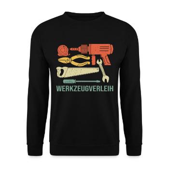 Werkzeugverleih Werkzeug Hammer Handwerker Vintage - Unisex Pullover - Schwarz - Vorne - Alina (178cm) & Michal (187cm)