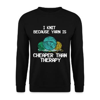 Stricken ist besser als Therapy Stricken Nadeln - Unisex Pullover - Schwarz - Vorne - Alina (178cm) & Michal (187cm)