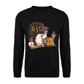 Cute and creepy Sphynx Halloween cat - Unisex Sweatshirt - black - Front - Alina (178cm) & Michal (187cm)