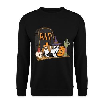 Mignon et effrayant American Curl chat d’Halloween - Sweat-shirt Unisexe - noir - Devant - Alina (178cm) & Michal (187cm)