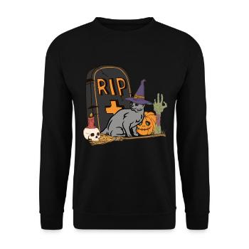 Mignon et effrayant chat d’Halloween bleu russe - Sweat-shirt Unisexe - noir - Devant - Alina (178cm) & Michal (187cm)