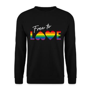 LGBTQIA+ free to love Rainbow Flag - Unisex Sweatshirt - black - Front - Alina (178cm) & Michal (187cm)