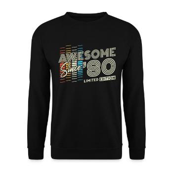 1980 ' s Né Vintage Cadeau d’anniversaire Rétro - Sweat-shirt Unisexe - noir - Devant - Alina (178cm) & Michal (187cm)