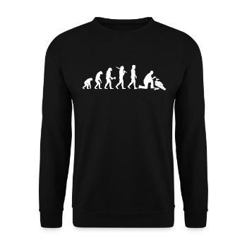 Maurer Evolution Mauerwerk Bauarbeiter Geschenk - Unisex Pullover - Schwarz - Vorne - Alina (178cm) & Michal (187cm)