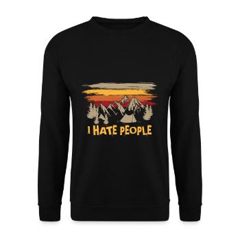 I Hate People T-Shirt Mountain Mountain Gift Tent - Unisex Sweatshirt - black - Front - Alina (178cm) & Michal (187cm)