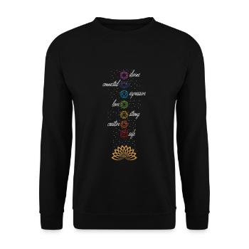 Yoga Sprüche shirt Geschenk Yoganer Yoga Trainer - Unisex Pullover - Schwarz - Vorne - Alina (178cm) & Michal (187cm)