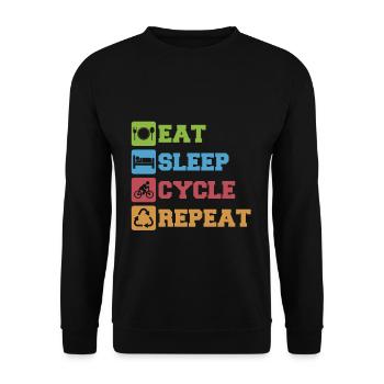 Mountainbiken Geschenk Mountainbiker Berg Retro - Unisex Pullover - Schwarz - Vorne - Alina (178cm) & Michal (187cm)