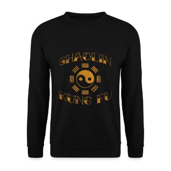 T-shirt Shaolin Kong Fu Arts Martiaux Ying Yang - Sweat-shirt Unisexe - noir - Devant - Alina (178cm) & Michal (187cm)
