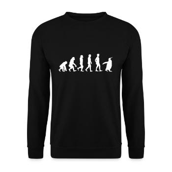 Evolution Penguin T-Shirt Gift - Unisex Sweatshirt - black - Front - Alina (178cm) & Michal (187cm)