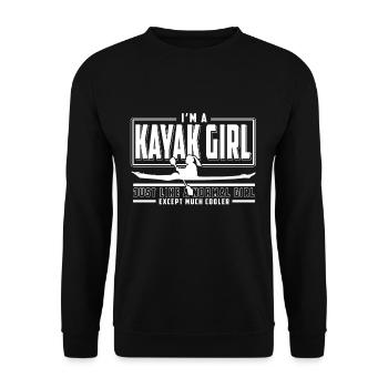 Kayak Fahrerin T-Shirt Geschenk Kajak Kanu - Unisex Pullover - Schwarz - Vorne - Alina (178cm) & Michal (187cm)