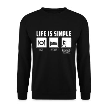 Hammerwurf T-Shirt Geschenk Hammerwerfer - Unisex Pullover - Schwarz - Vorne - Alina (178cm) & Michal (187cm)