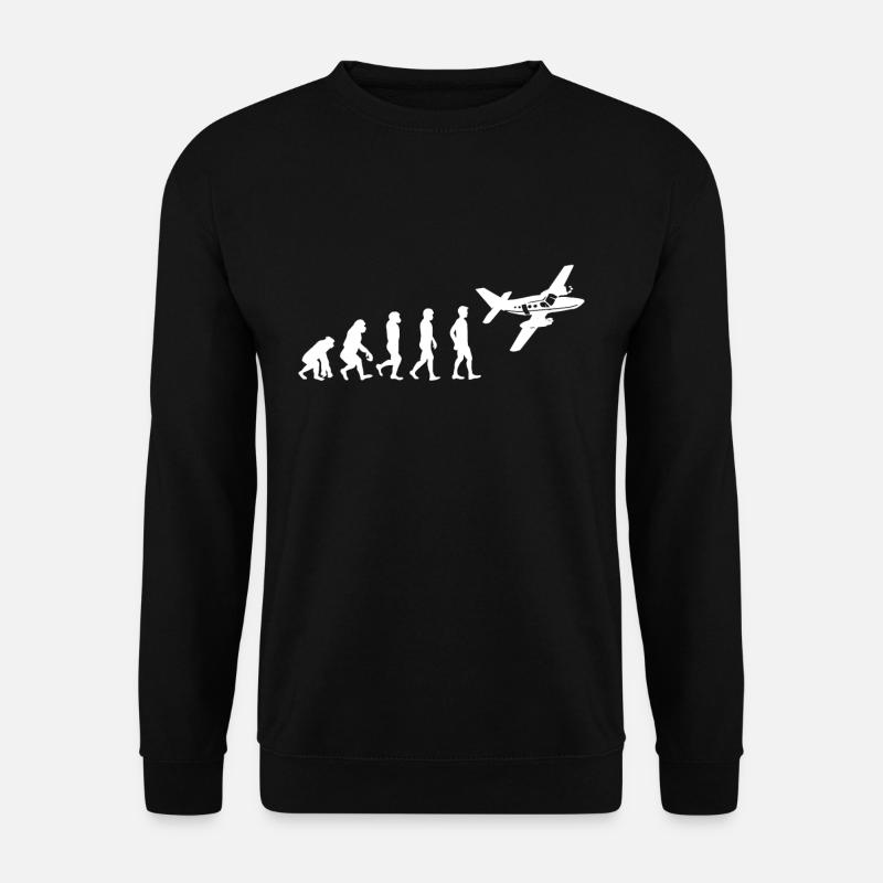 Evolution Flugzeug Flieger Pilot T-Shirt Geschenk - Unisex Pullover - Schwarz