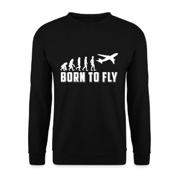 Evolution Born To Fly T-Shirt Pilot Geschenk - Unisex Pullover - Schwarz - Vorne - Alina (178cm) & Michal (187cm)
