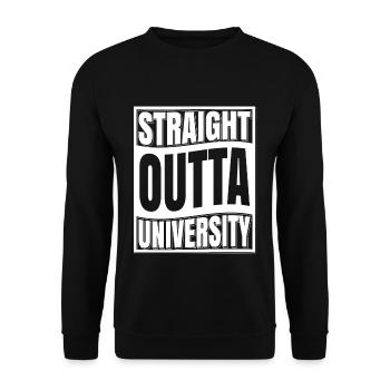 Straight Outta University T-Shirt Graduation 2019 - Unisex Sweatshirt - black - Front - Alina (178cm) & Michal (187cm)