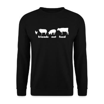 Friends Not Food T-Shirt Geschenk Vegan Tierschutz - Unisex Pullover - Schwarz - Vorne - Alina (178cm) & Michal (187cm)