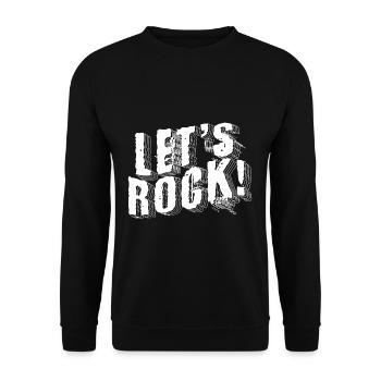 Lets Rock T-Shirt Geschenk Rock n Roll - Unisex Pullover - Schwarz - Vorne - Alina (178cm) & Michal (187cm)