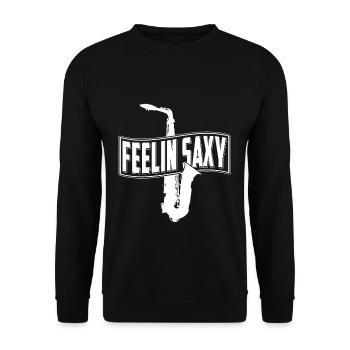 Saxophonist T-Shirt Saxophon Spieler Geschenk - Unisex Pullover - Schwarz - Vorne - Alina (178cm) & Michal (187cm)