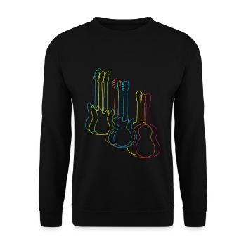 E-Gitarren Spieler T-Shirt Geschenk Gitarre - Unisex Pullover - Schwarz - Vorne - Alina (178cm) & Michal (187cm)