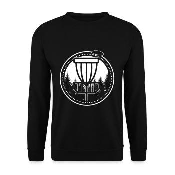 Discgolf Spieler T-Shirt Geschenk Disk Golf Vater - Unisex Pullover - Schwarz - Vorne - Alina (178cm) & Michal (187cm)