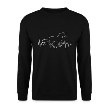 Herzschlag Herzlinie Herzfrequenz Pferd Shirt - Unisex Pullover - Schwarz - Vorne - Alina (178cm) & Michal (187cm)