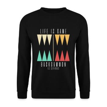 Backgammon Player Board Game T-Shirt Gift - Unisex Sweatshirt - black - Front - Alina (178cm) & Michal (187cm)