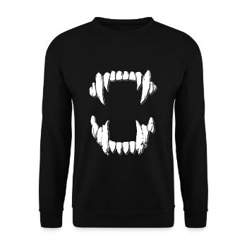 Vampire Teeth Werewolf T-Shirt Gift Halloween - Unisex Sweatshirt - black - Front - Alina (178cm) & Michal (187cm)