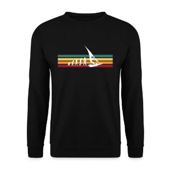 Windsurfing Geschenk Windsurfer T-Shirt Evolution - Unisex Pullover - Schwarz - Vorne - Alina (178cm) & Michal (187cm)