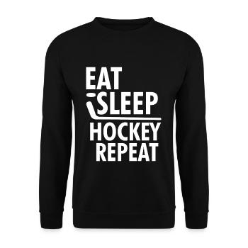 Mangez le sommeil t-shirt Répétez le hockey T-shirt joueurs de hockey - Sweat-shirt Unisexe - noir - Devant - Alina (178cm) & Michal (187cm)