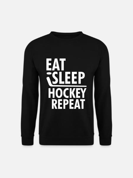 Eat Sleep Hockey Repeat T-Shirt Eishockey Spieler - Unisex Pullover - Schwarz