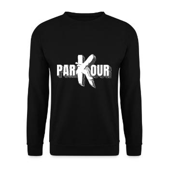 Parkour T-Shirt Geschenk Le Parkour Läufer - Unisex Pullover - Schwarz - Vorne - Alina (178cm) & Michal (187cm)