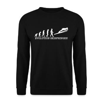 Evolution Skispringen T-Shirt Geschenk Skispringer - Unisex Pullover - Schwarz - Vorne - Alina (178cm) & Michal (187cm)