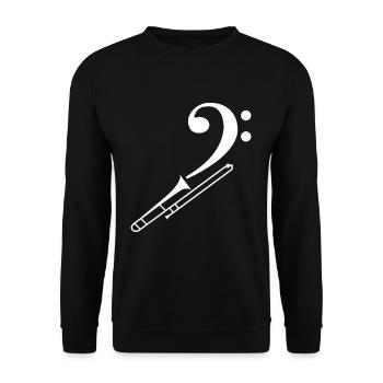 Bassschlüssel Bass Posaune T-Shirt Geschenk - Unisex Pullover - Schwarz - Vorne - Alina (178cm) & Michal (187cm)