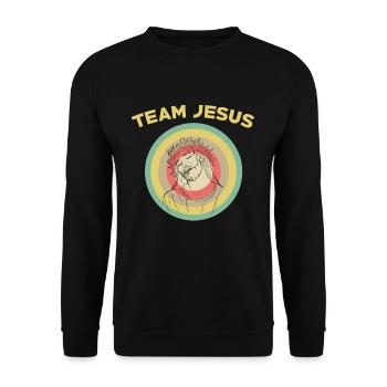 Team Jesus t-shirt cadeau vintage retro - Sweat-shirt Unisexe - noir - Devant - Alina (178cm) & Michal (187cm)
