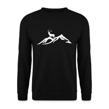 Mountain Mountain Deer Hunter Nature T-Shirt - Unisex Sweatshirt - black - Front - Alina (178cm) & Michal (187cm)