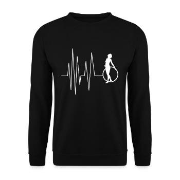 Heartbeat Heart Line Heart Rate Hula Hoop Shirt - Unisex Sweatshirt - black - Front - Alina (178cm) & Michal (187cm)