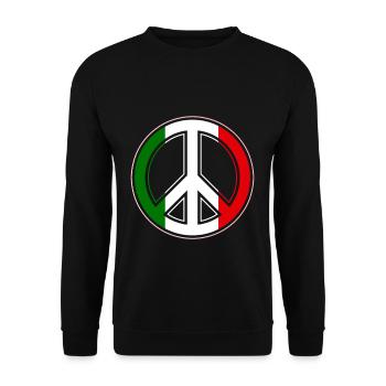 Italien Flagge Peace Zeichen T-Shirt - Unisex Pullover - Schwarz - Vorne - Alina (178cm) & Michal (187cm)
