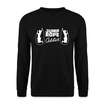 Jump Rope Addict T-Shirt Geschenk - Unisex Pullover - Schwarz - Vorne - Alina (178cm) & Michal (187cm)