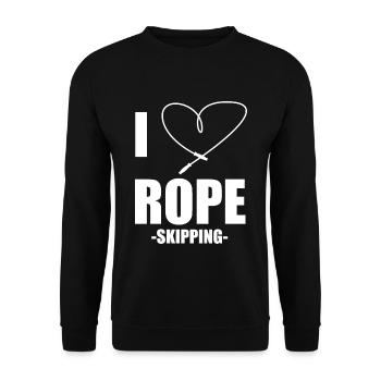 I Love Rope Skipping Seilspringe Seilhüpfen - Unisex Pullover - Schwarz - Vorne - Alina (178cm) & Michal (187cm)
