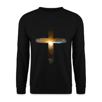 Cross God Faith Holy Spirit Sun - Unisex Sweatshirt - black - Front - Alina (178cm) & Michal (187cm)