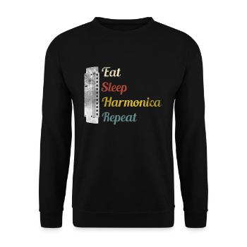 Mangez Sleep Harmonica Répétez Harmonica - Sweat-shirt Unisexe - noir - Devant - Alina (178cm) & Michal (187cm)