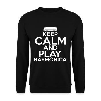 Keep Calm And Play Harmonica Harmonica - Unisex Sweatshirt - black - Front - Alina (178cm) & Michal (187cm)