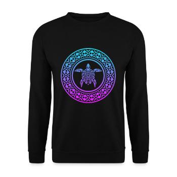 Mandala Maori Schildkröte T-Shirt - Unisex Pullover - Schwarz - Vorne - Alina (178cm) & Michal (187cm)