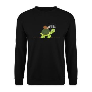 Schildkröte Und Schnecke WHEEEE - Unisex Pullover - Schwarz - Vorne - Alina (178cm) & Michal (187cm)