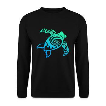 Mandala Maori Schildkröte T-Shirt - Unisex Pullover - Schwarz - Vorne - Alina (178cm) & Michal (187cm)